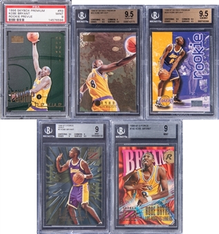 Lot Of (5) BGS Graded 1996-97 Skybox Kobe Bryant Rookie Card - Featuring Z-Force Zebut
